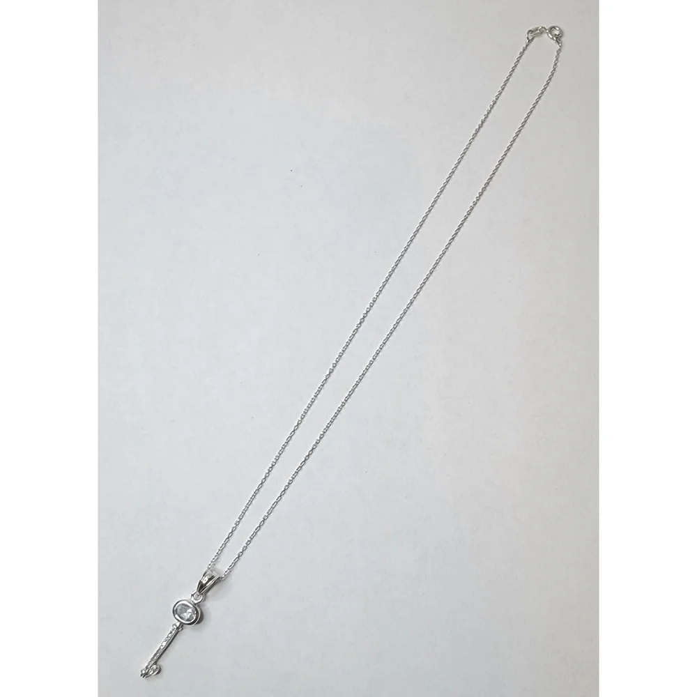 Sterling Silver Diamond & Swiss Topaz Necklace